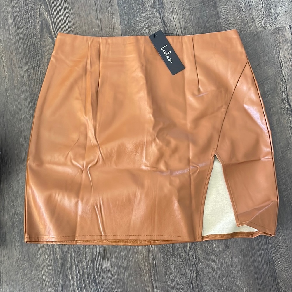 Lulu’s faux leather skirt